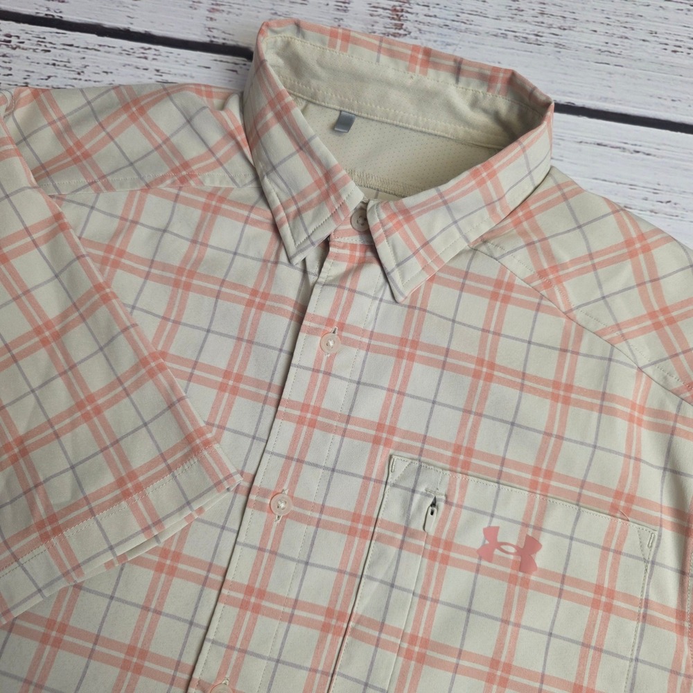 Under Armour Drift‎ Tide 2.0 Mens Large Fitted Plaid Short Sleeve Button Down